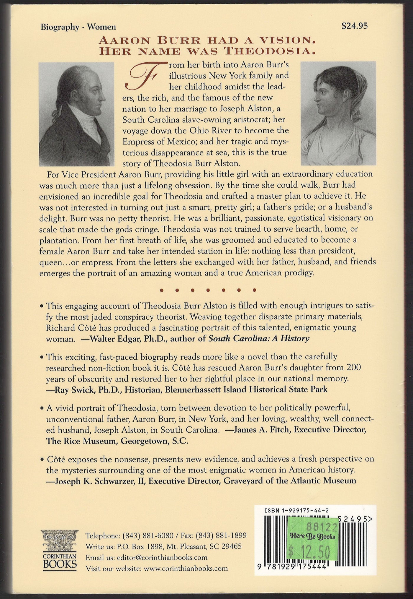 Theodosia Burr Alston: Portrait of a Prodigy back cover