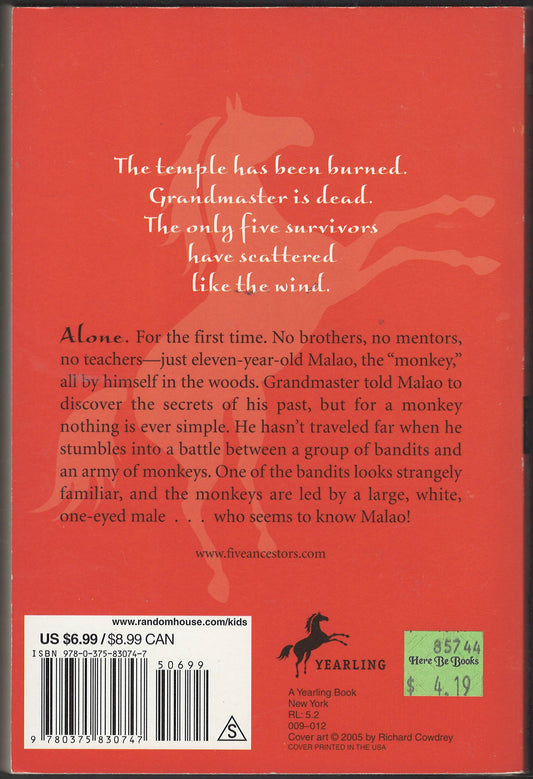 The Five Ancestors: Monkey by Jeff Stone back cover