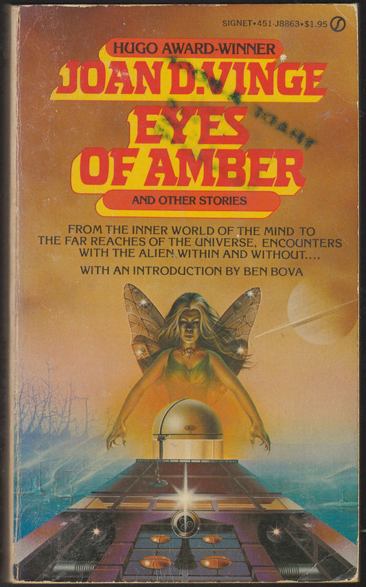 Front cover of Eyes of Amber by Joan D. Vinge with a futuristic design.