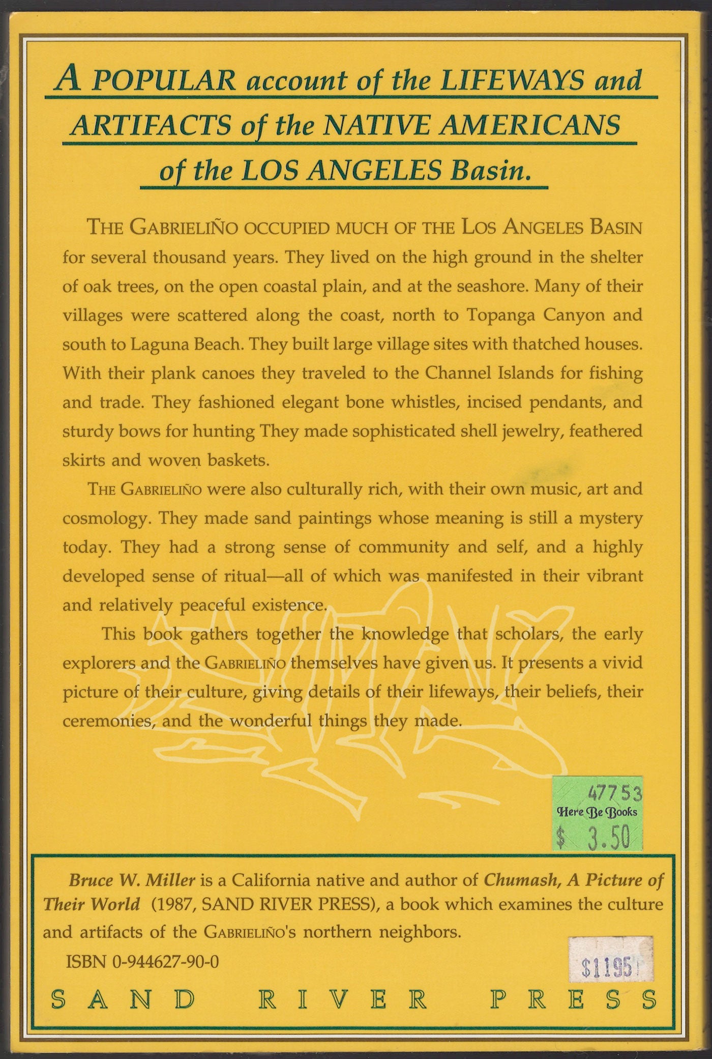 The Gabrielino by Bruce Miller back cover