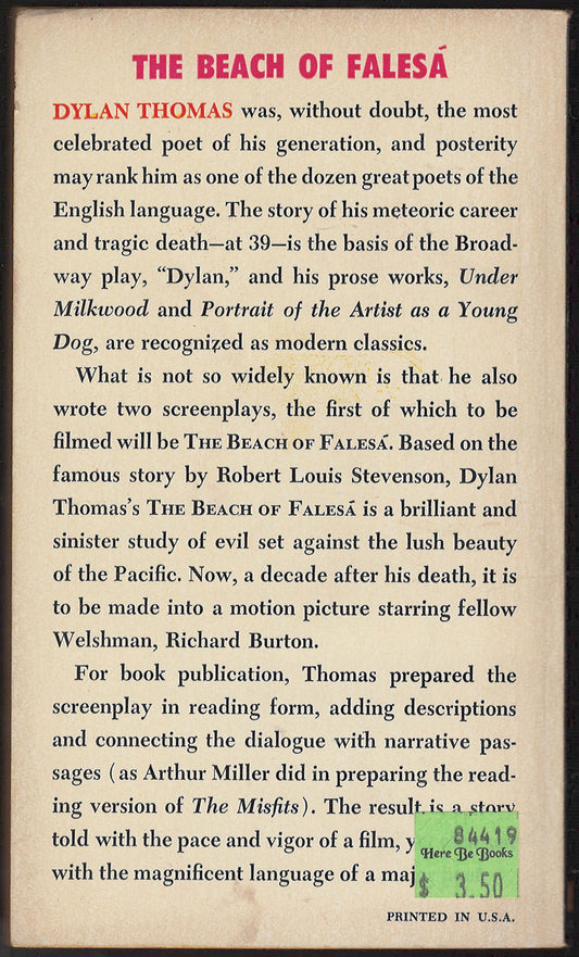 The Beach of Falesa by Dylan Thomas back cover