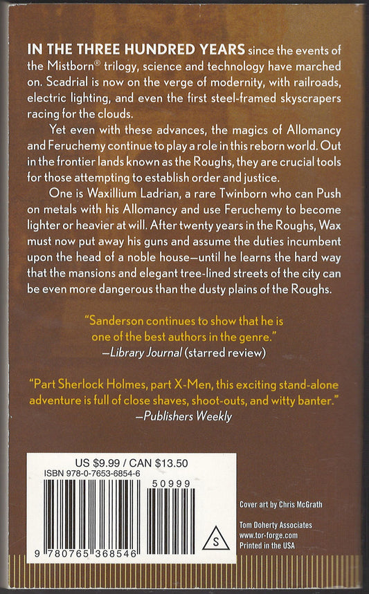 The Alloy of Law by Brandon Sanderson back cover