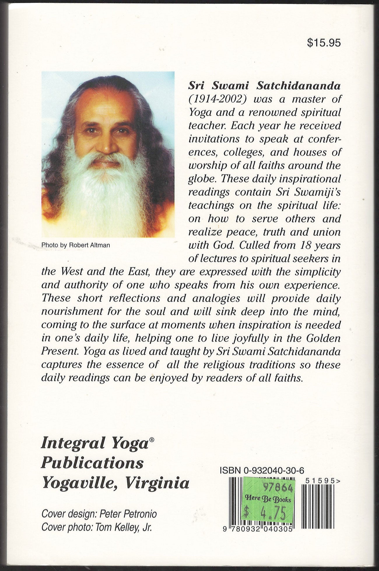 The Golden Present: Daily Inspriational Readings by Sri Swami Satchidananda back cover