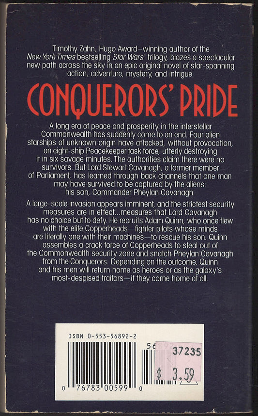 The Conquerors' Pride by Timothy Zahn back cover