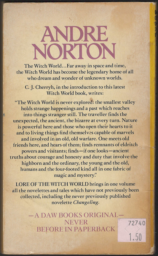 Lore of the Witch World by Andre Norton back cover