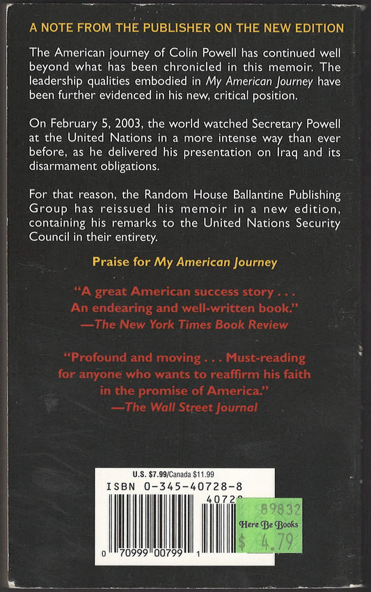 My American Journey by Colin Powell back cover