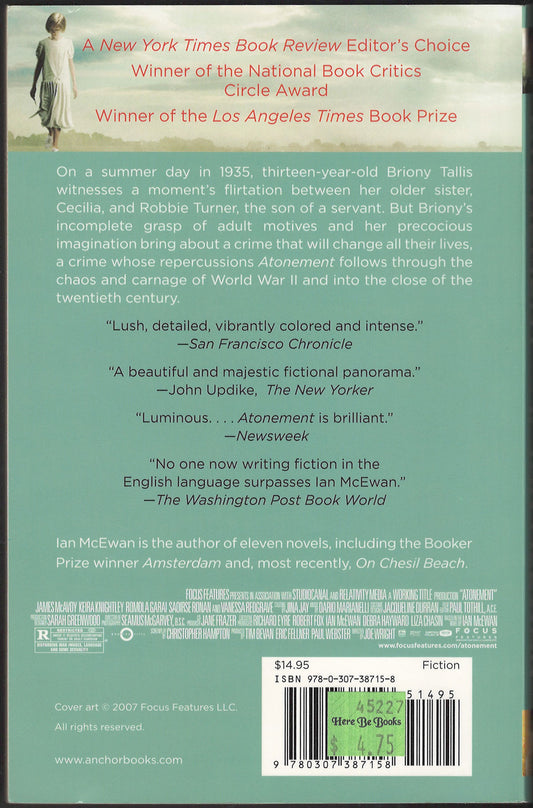 Atonement by Ian McEwan back cover