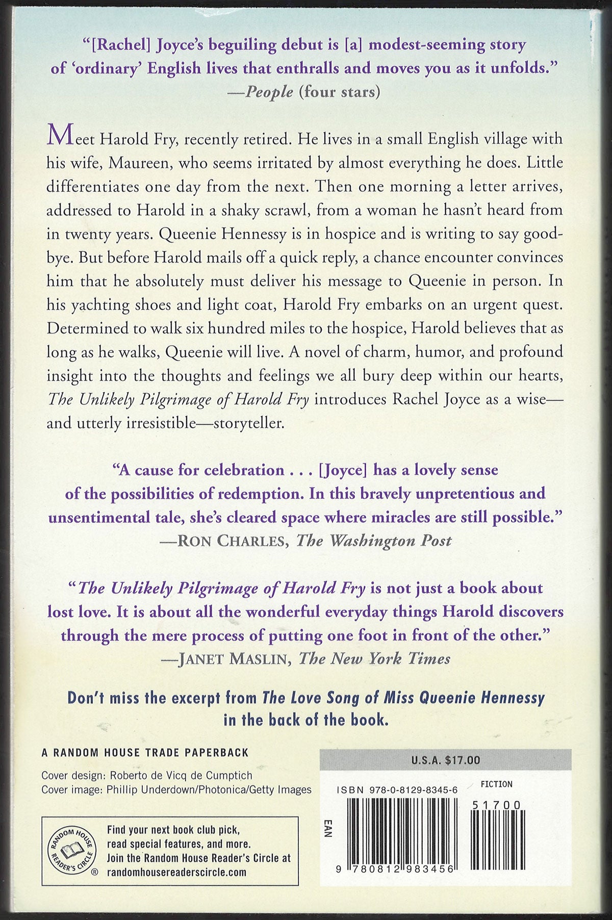 The Unlikely Pilgrimage of Harold Fry by Rachel Joyce back cover