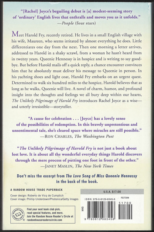 The Unlikely Pilgrimage of Harold Fry by Rachel Joyce back cover