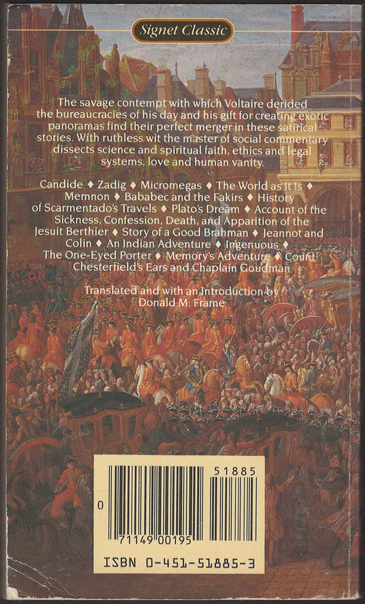 Candide, Zadig and selected stories by Voltaire back cover