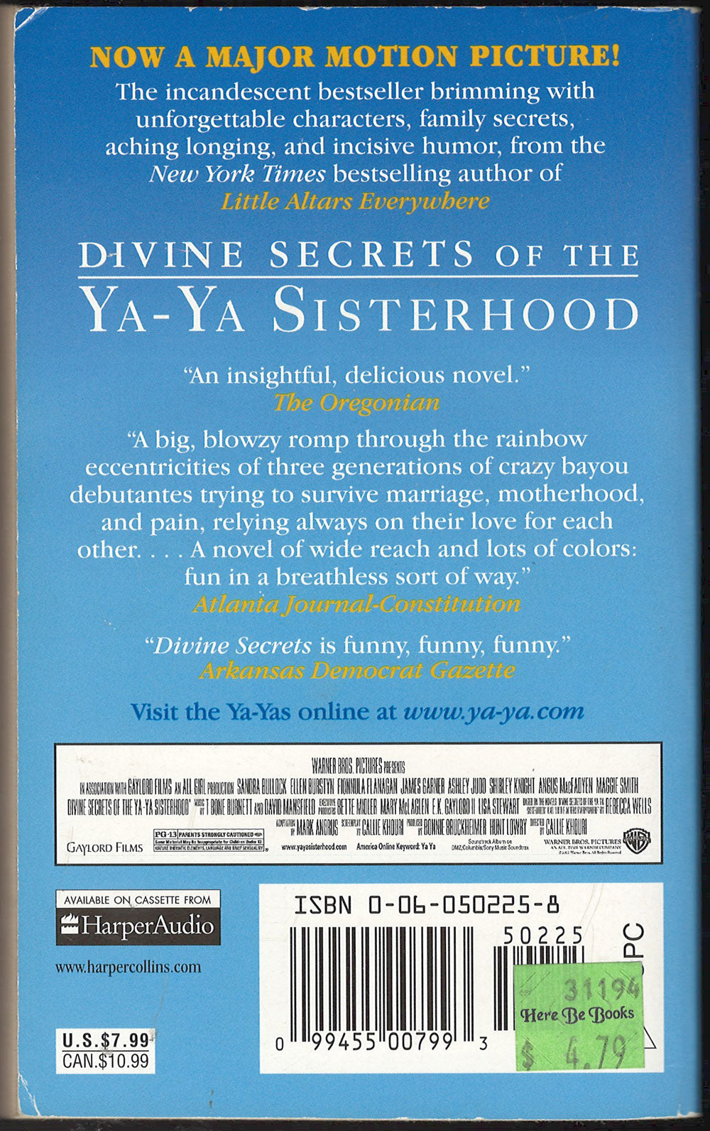 Divine Secrets of the Ya-Ya Sisterhood by Rebecca Wells back cover