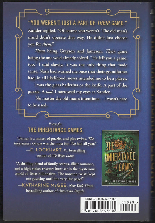 The Hawthorne Legacy by Jennifer Barnes back cover