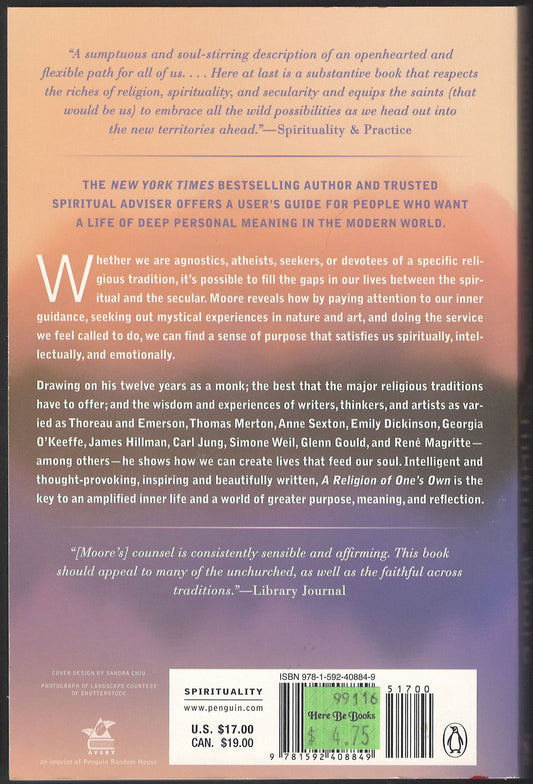 A Religion of One's Own by Thomas Moore back cover