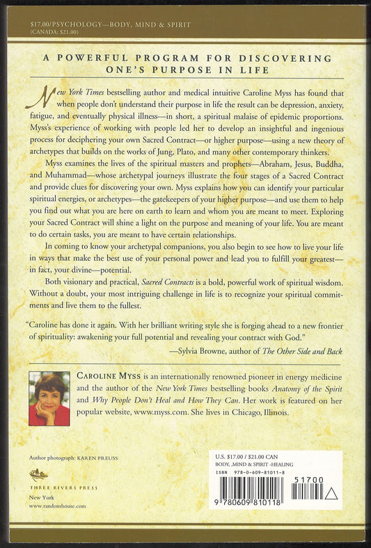 Sacred Contracts by Caroline Myss back cover