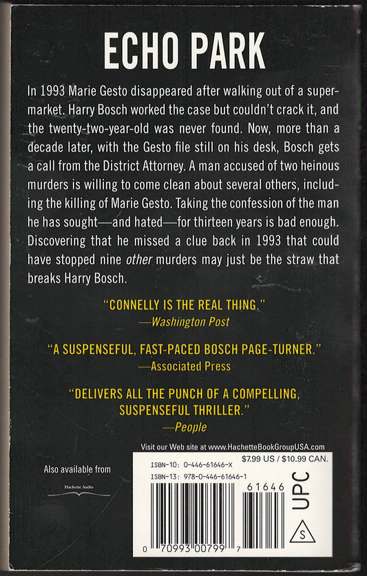 Echo Park by Michael Connelly back cover