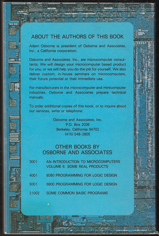 An Introduction to Microcomputers Volume 1 Basic Concepts by Adam Osborne back cover