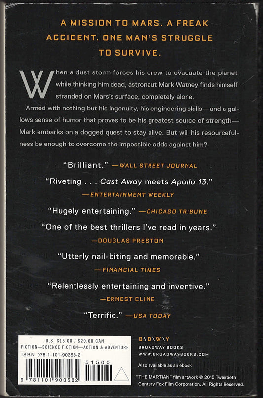 The Martian by Andy Weir back cover