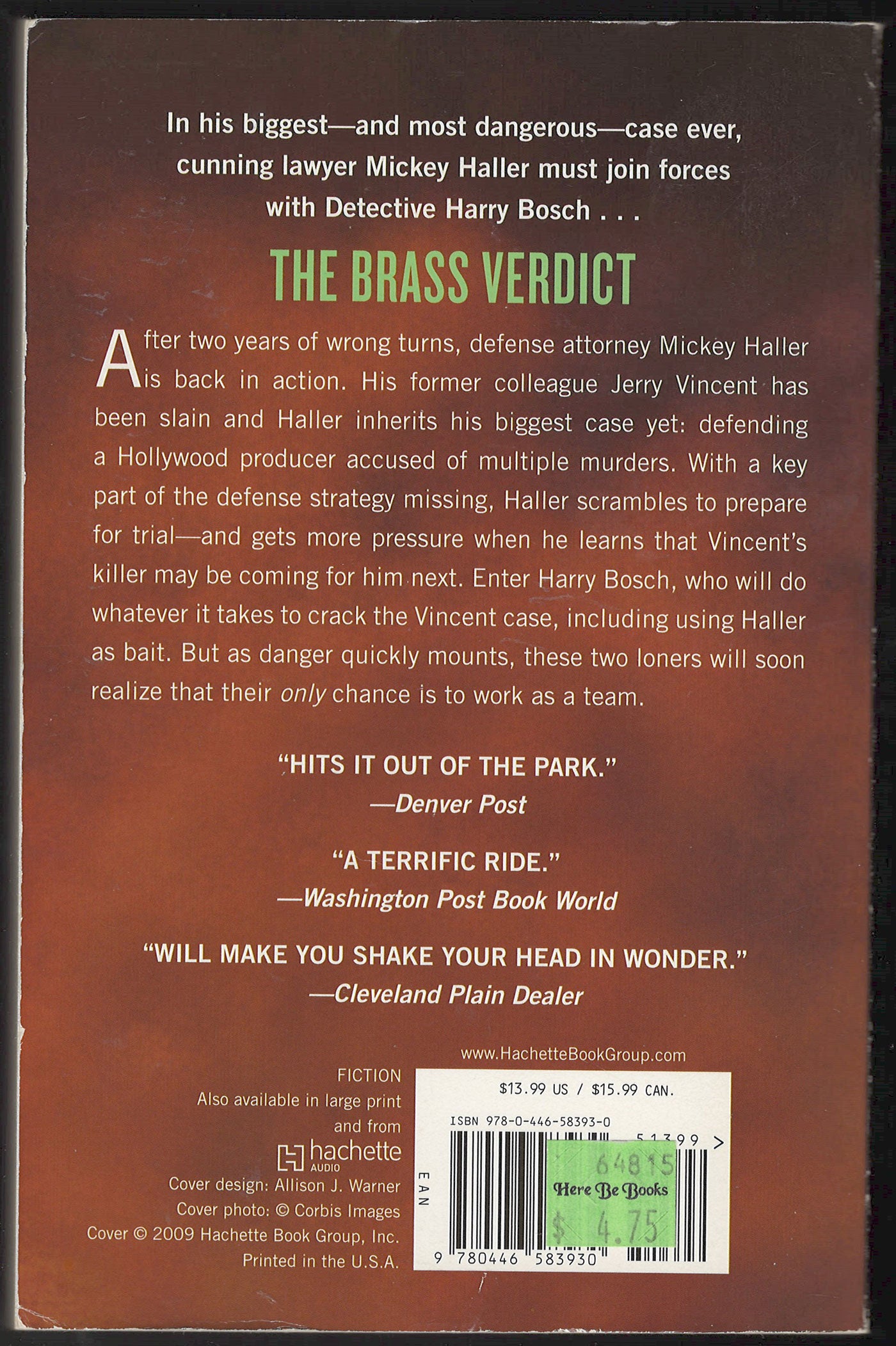 The Brass Verdict by Michael Connelly back cover