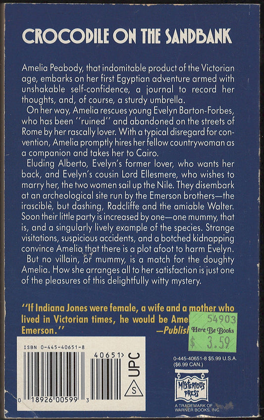 Crocodile on the Sandbank by Elizabeth Peters back cover