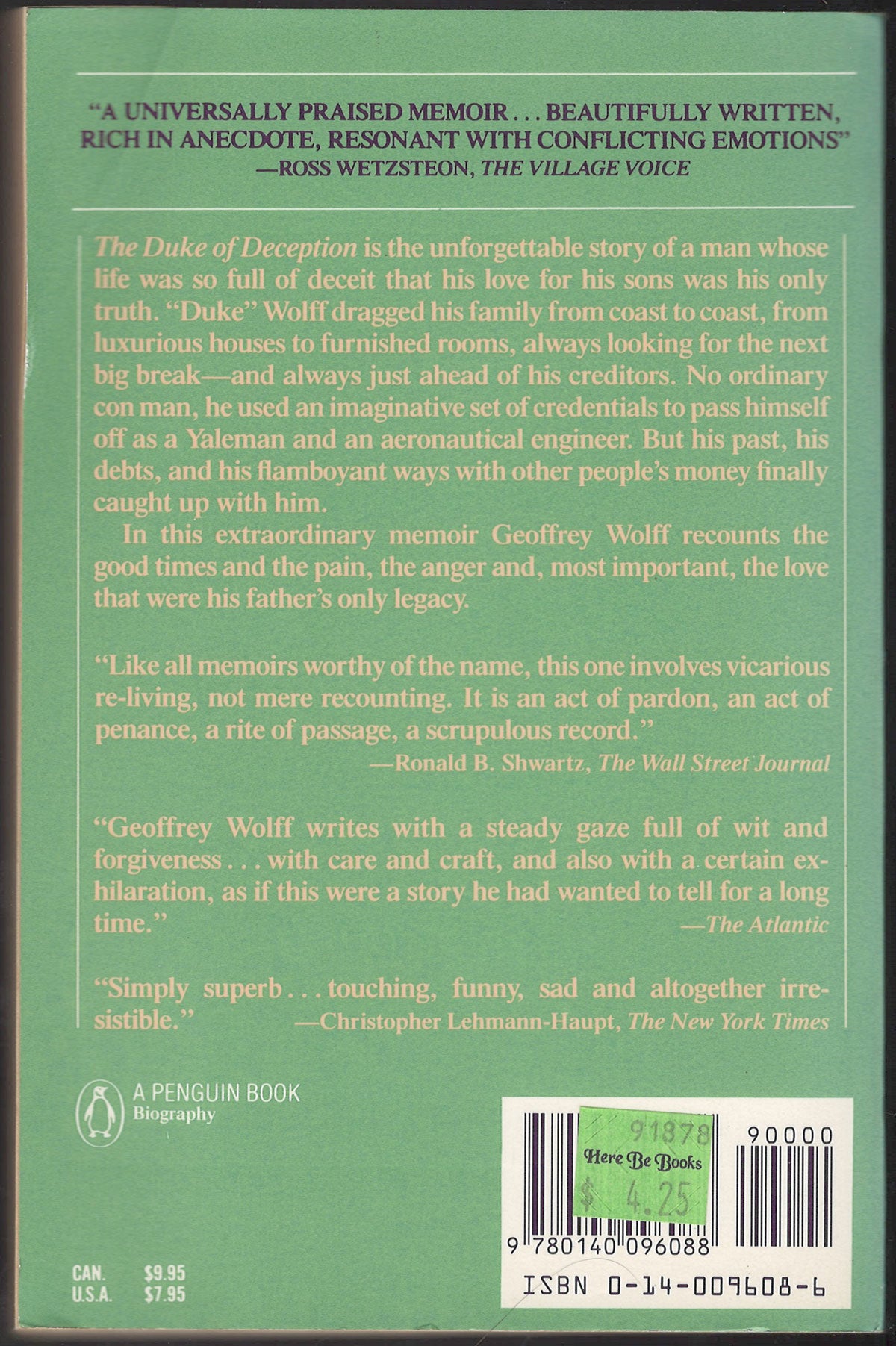 The Duke of Deception by Geoffrey Wolff back cover