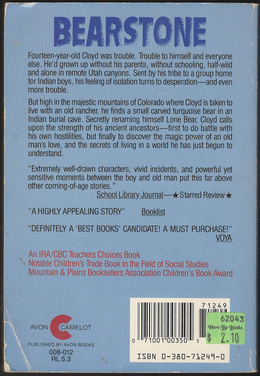 Bearstone by Will Hobbs back cover