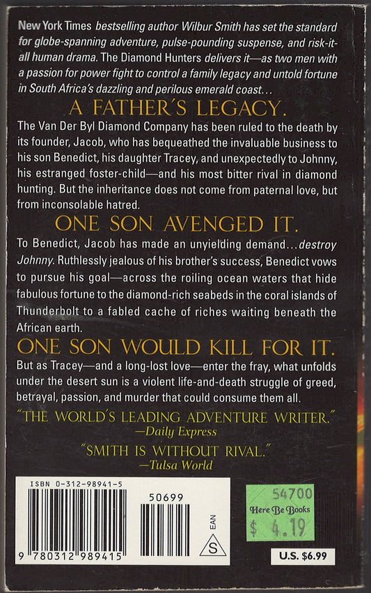 The Diamond Hunters by Wilbur Smith back cover
