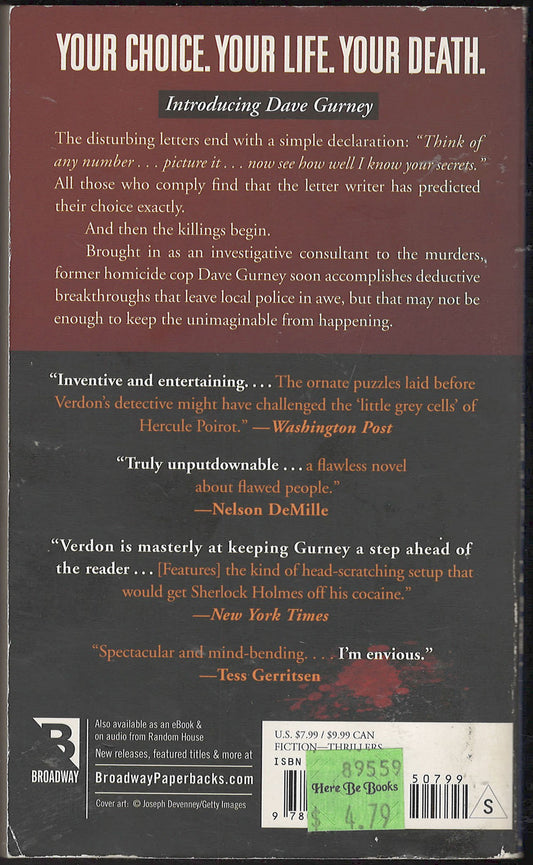 Think of a Number by John Verdon back cover