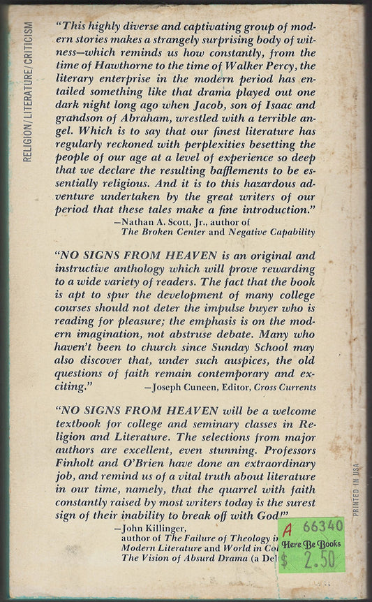 No Signs From Heaven: Theological Tradition and the Modern Literary Imagination back cover