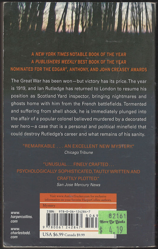 A Test of Wills by Charles Todd back cover