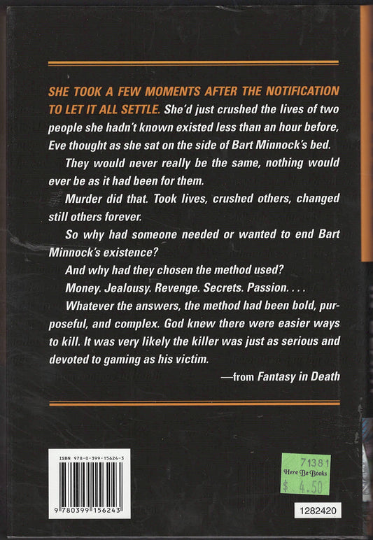 Fantasy in Death by J. D. Robb back cover