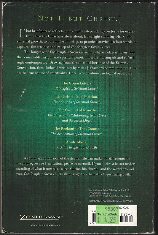 The Complete Green Letters by Miles Stanford back cover