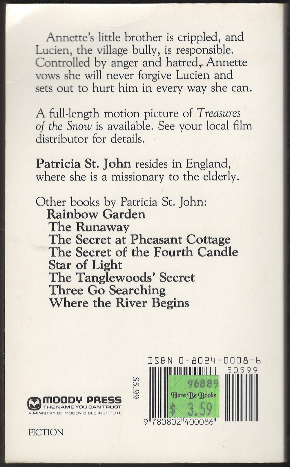 Treasures of the Snow by Patricia St. John back cover
