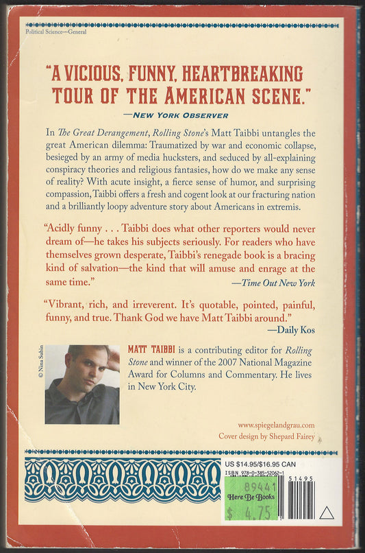 The Great Derangement by Matt Taibbi back cover