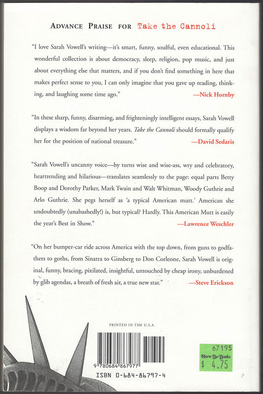 Take the Cannoli: Stories from the New World by Sarah Vowell back cover