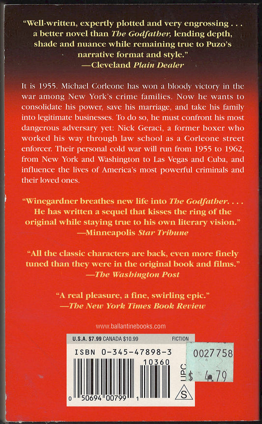 The Godfather Returns by Mark Winegardner back cover
