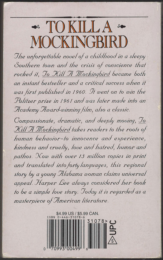 To Kill a Mockingbird by Harper Lee back cover
