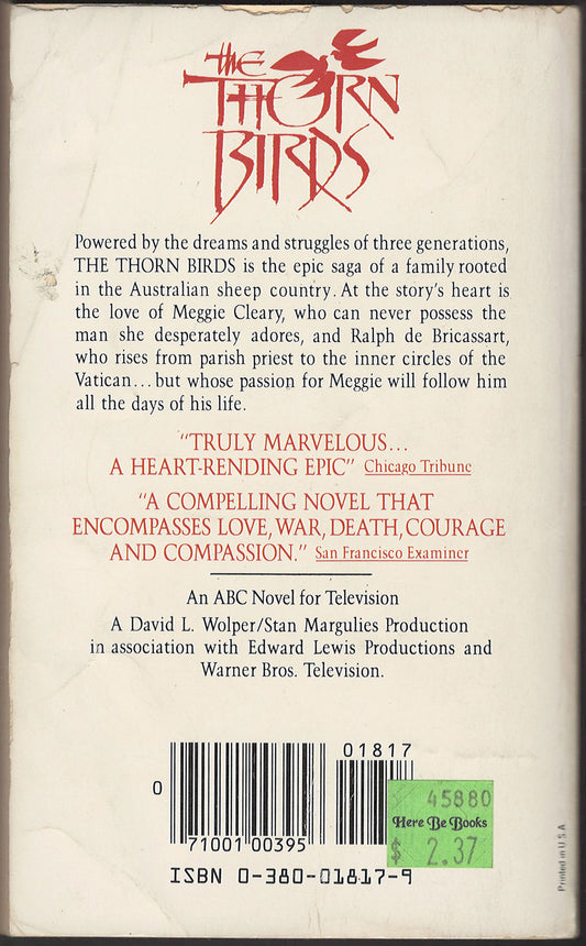 The Thorn Birds by Colleen McCullough back cover
