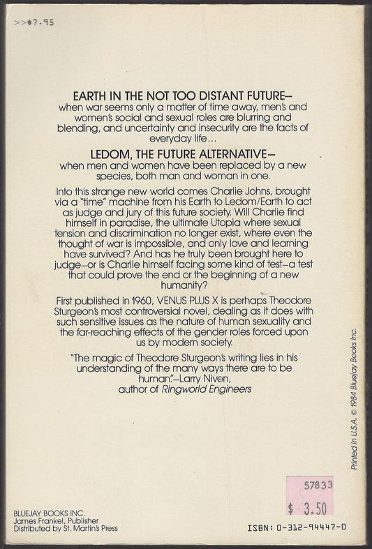 Venus Plus X by Theodore Sturgeon back cover