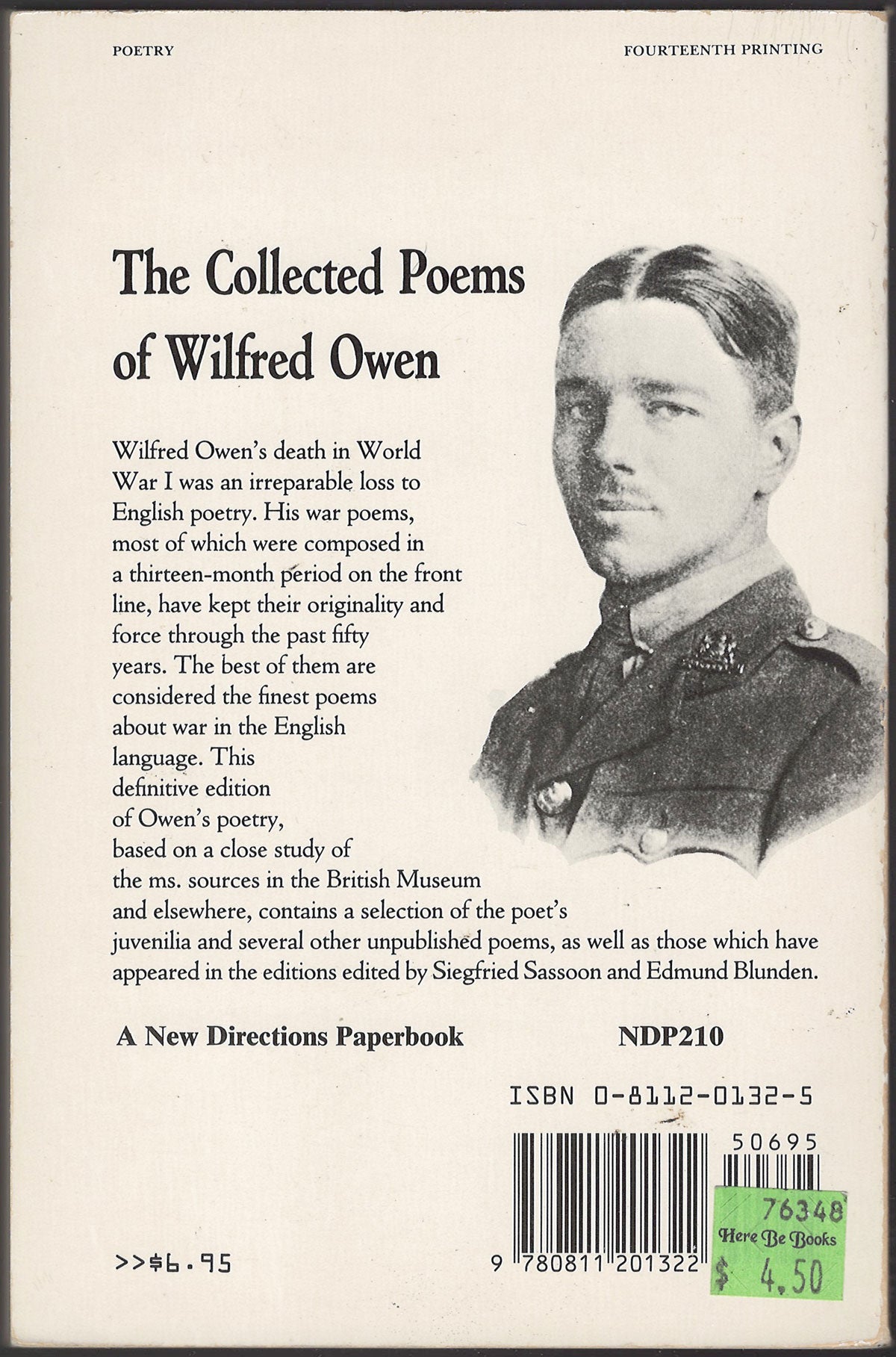 The Collected Poems of Wilfred Owen back cover