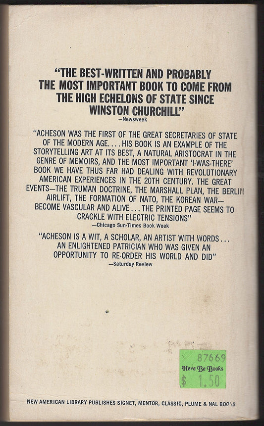 Present at the Creation by Dean Acheson back cover