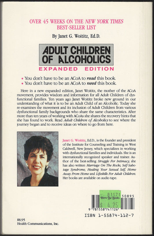 Adult Children of Alcoholics by Janet Woititz back cover