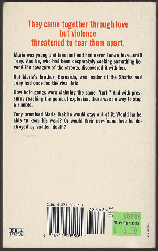West Side Story by Irving Shulman back cover