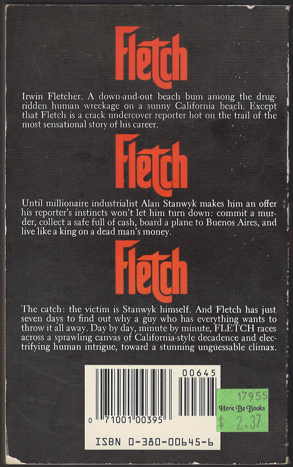 Fletch by Gregory McDonald back cover