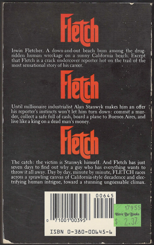 Fletch by Gregory McDonald back cover