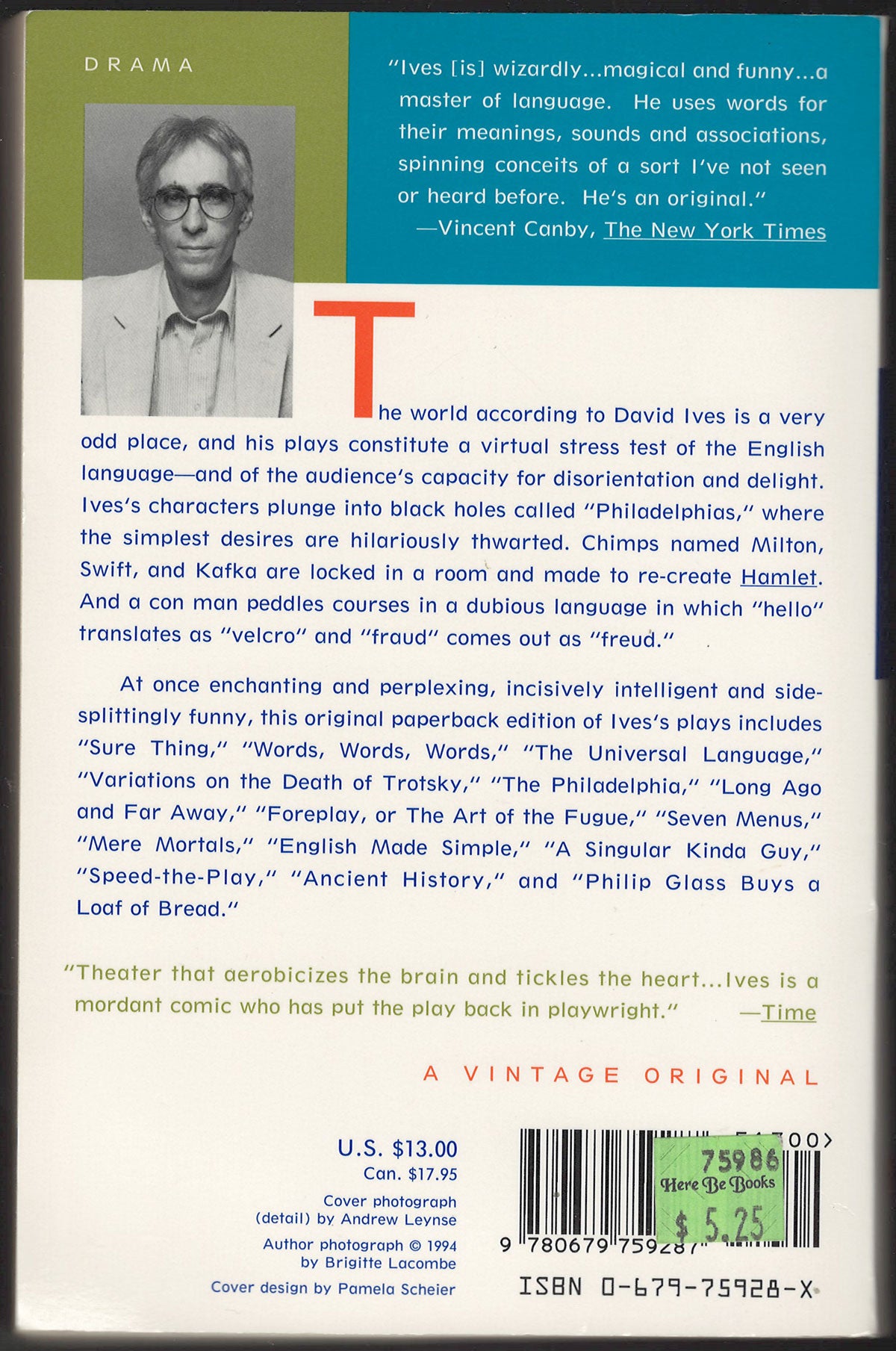 All in the Timing: Fourteen Plays by David Ives back cover