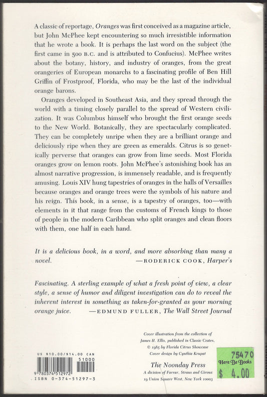 Oranges by John McPhee back cover