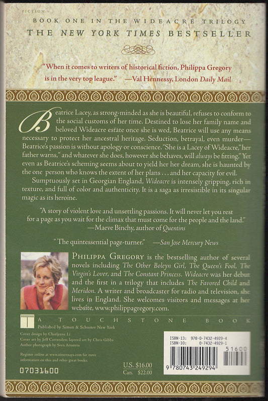 Wideacre by Philippa Gregory back cover