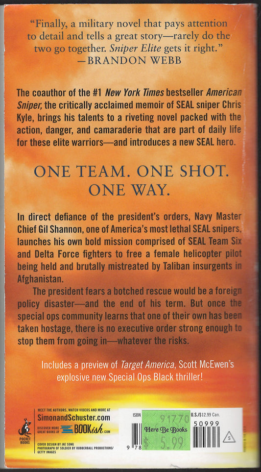 Sniper Elite: One-Way Trip by Scott McEwen and Thomas Koloniar back cover