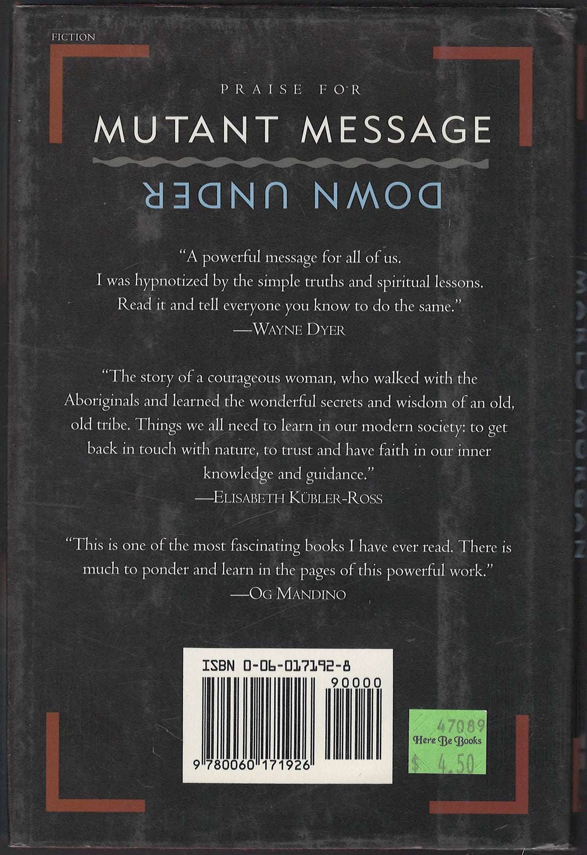 Mutant Message Down Under by Marlo Morgan back cover