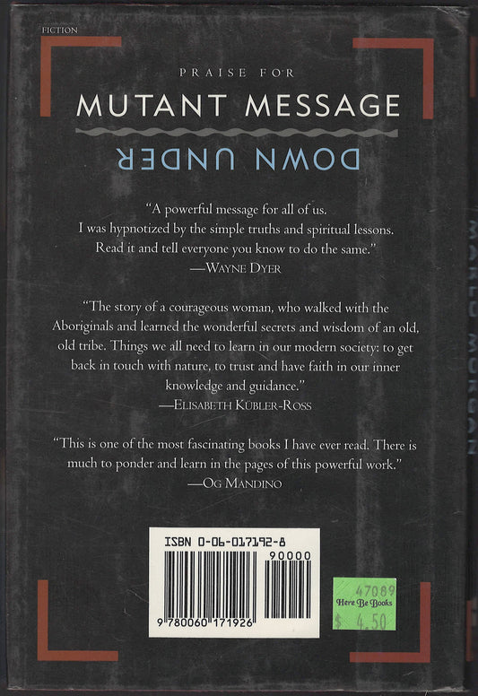 Mutant Message Down Under by Marlo Morgan back cover